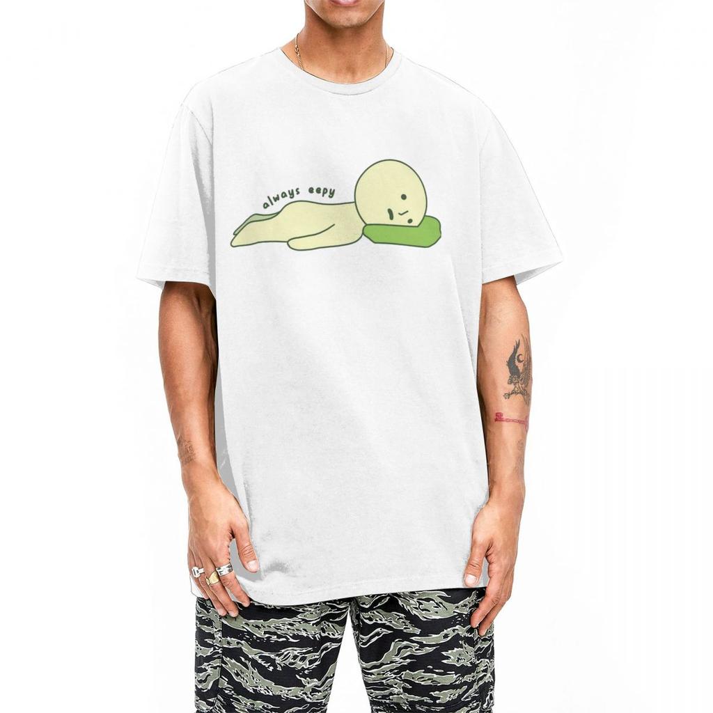 Always Eepy Sleepy Smiskis Figure T-Shirt Hip Hop T Shirts Short Sleeves Y2K Casual Tops Summer Cotton O Neck Oversized Top Tees