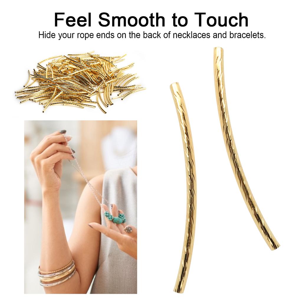 200Pcs Curved Noodle Tube Spacer Beads         Jewelry Making Accessories