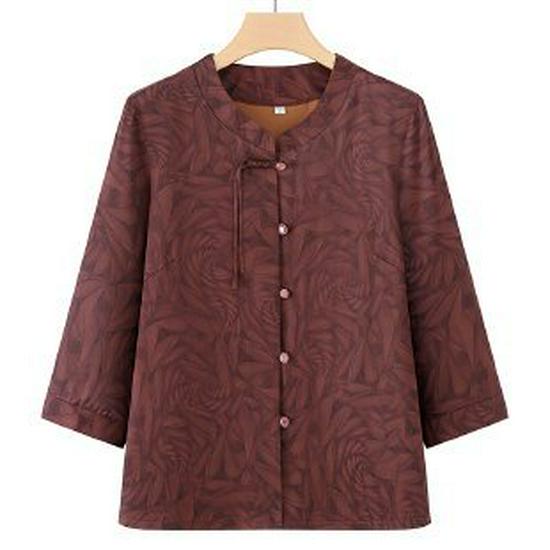 

2026 Ethnic Style Grandma s Spring/Summer Shirt - New Chinese Design 5XL (recommended 72.5-80 kg) коричневий