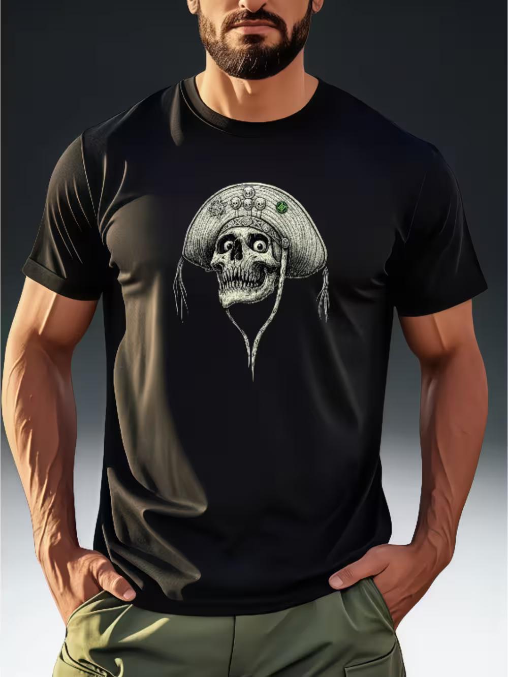 

Men s Vintage Pirate Style Skull Print T-Shirt XL