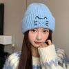 Embroidered Kitten Cute Cat Knitted Hat Warm Printing Knit Cap Retro Knit Beanies  Girls
