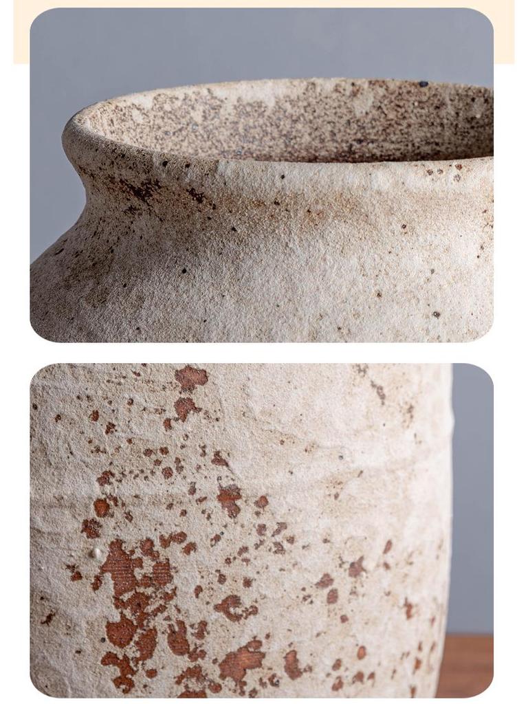 Wabi-Sabi Style Jingdezhen Ceramic Vase - Retro Coarse Pottery Centerpiece Jar
