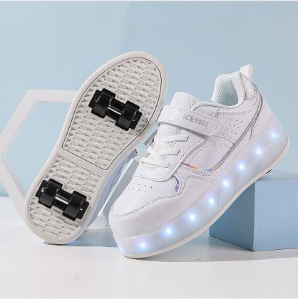 Middle Child Runaway Shoes Roller Skating Boy Classmate Double Wheel Burst Shoes Student Skates Girls Four Wheels With Lights