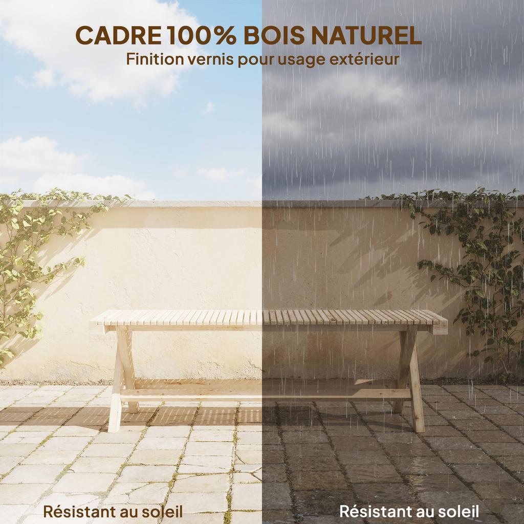 Garden Bench, Slatted Seat, Wood-Effect Finish, 140 x 40 x 43 cm, Natural Wood