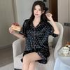 Ice Silk Pajamas Women'S Summer Black Love Pure Desire Short-Sleeved Loungewear Can Be Worn Outside Fashion Suit