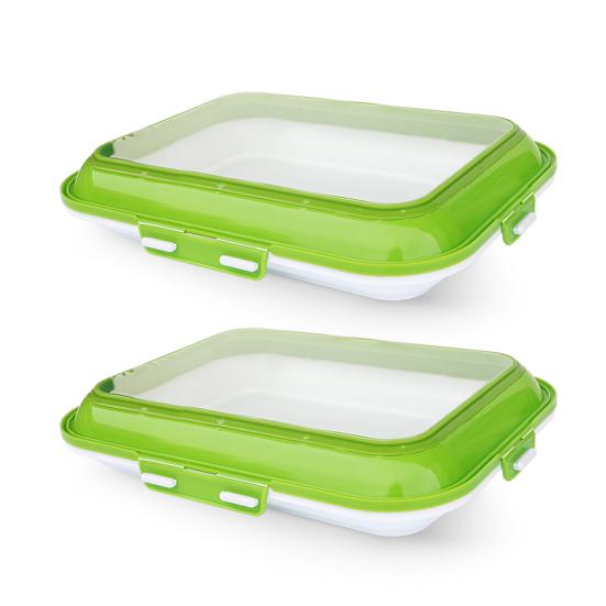 2Pcs Food Preservation Trays Reusable Food Storage Container with Lid Vacuum Sealed Stackable Tray for Picnic Travel