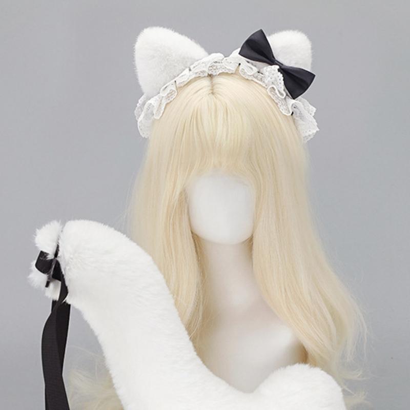 Plush Kitten Ears Headbands With NonSlip Silicone Grip For Role Play And Sports Activities Plush Headwear