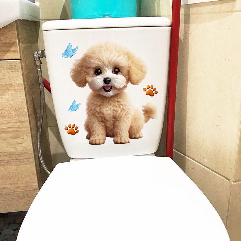Cute Teddy Cartoon Stickers Bedroom Decoration Wall Stickers Bathroom Waterproof Toilet Stickers