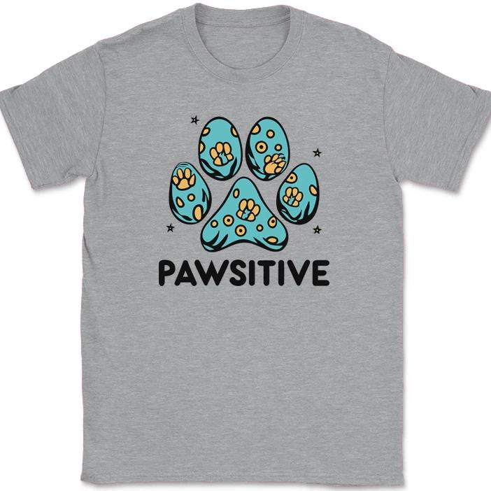 

Pawsitive Dog Cat Print T-Shirt Funny Cute K9 Animal Love Motivational Tee 2XL