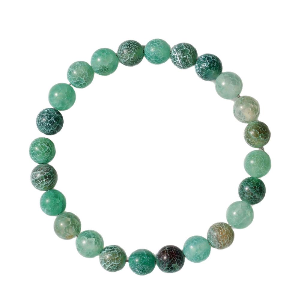 Festive Gifts Green Cracked Agate Beaded Bracelet Natural Texture Fashion Jewelry For Men Women Daily Wear Gift
