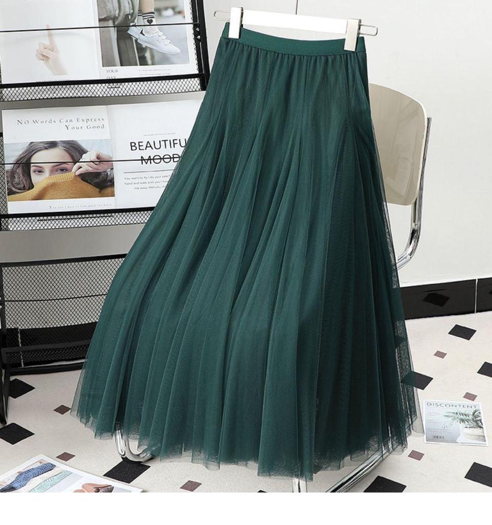 Damen Lila Mesh Midi Rock mit hoher Taille - 720° Schwung A-Linien Tüllrock für Square Dance und Fotoshootings