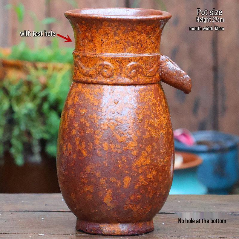 Retro Handmade Ceramic Waterfall Pot: Ancient Fish Farming Water Feature for Courtyard Landscapes