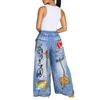 Jeans larghi casual stampati da donna