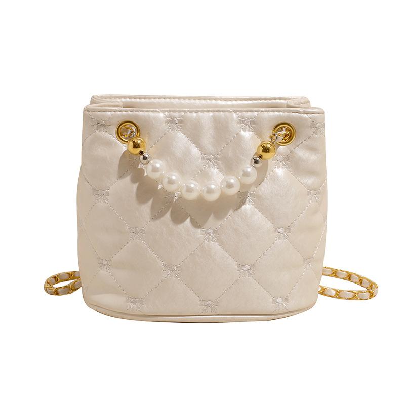 Korean version of fashion diamond chain bag women's bag 2025 new simple bucket bag niche shoulder messenger bag