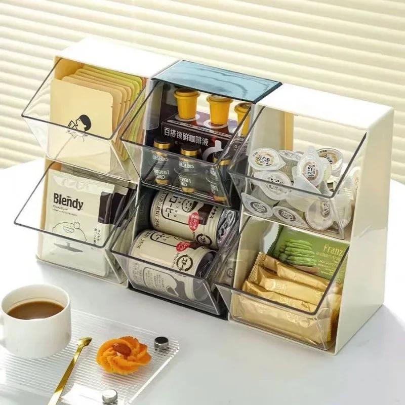 Tea Bag Storage Box Office Capsule Coffee Instant Milk Tea Finishing Shelf Transparent Acrylic Desktop Sundries Organizer Box