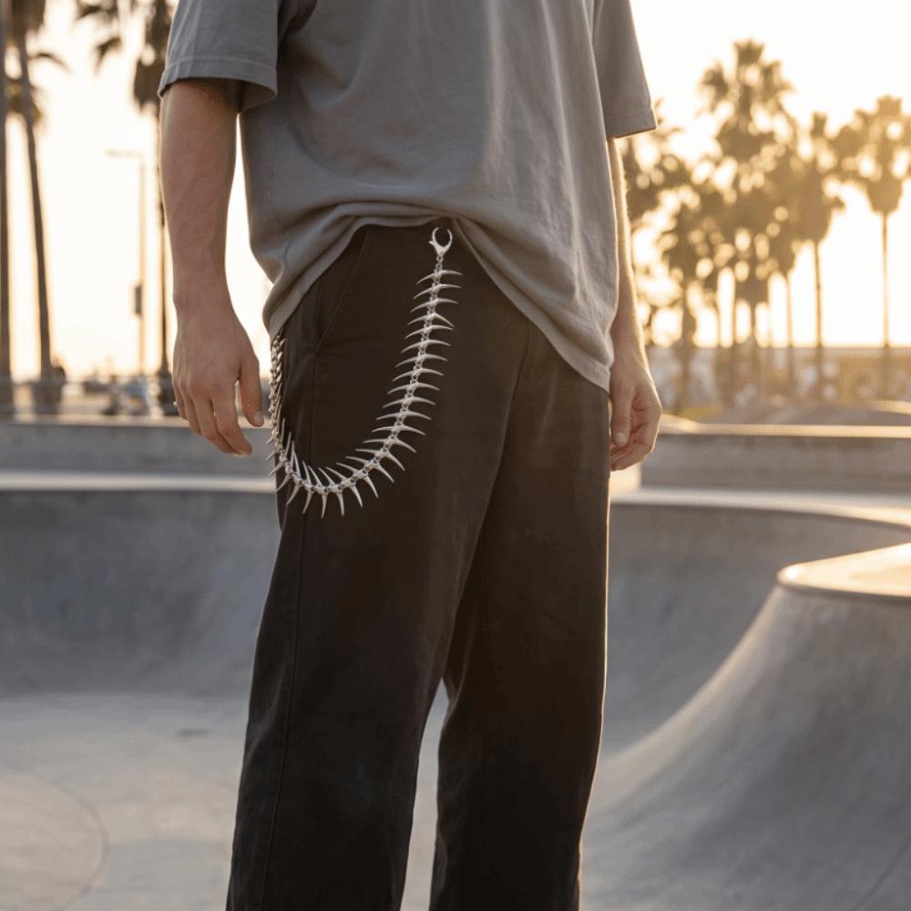 Long Size Pant Chain Spiked Thorn Bag Pendant Hip-Hop Keychain  Men