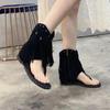 Sandali Borchiati alla Moda Scarpe da Donna Infradito Tacco Basso Nappa Estate Scarpe Romane Lusso Correttivo Infradito Stivali Nuovo Stile