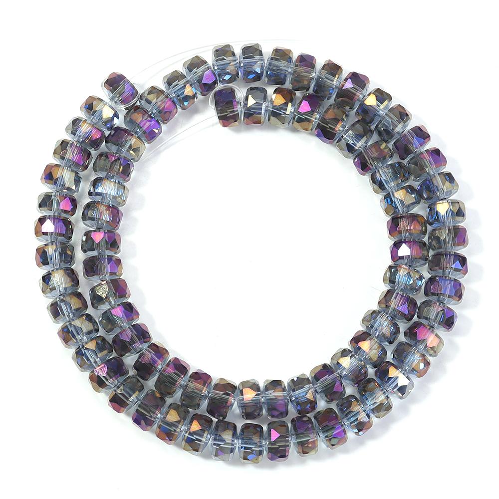

1 Strand 5x8mm Electroplated Glass Beads Transparent Colorful Wheel Shaped Loose Spaced Beads For DIY Bracelet Necklace Supplies фиолетовый