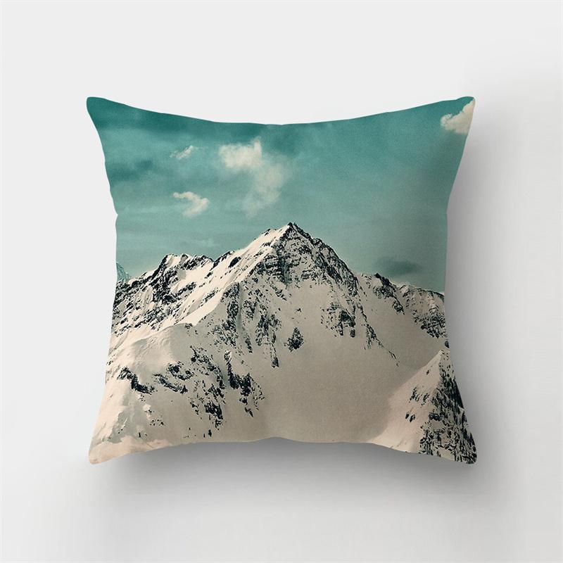 Landschaftstinte Landschaft gedrucktes Muster Kissenbezug für Zuhause Wohnzimmer Sofa Dekoration Taillenkissen Kissenbezug