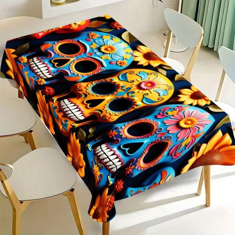 Day of The Dead Rectangle Table Cloth for Table Decor Kitchen Dining Waterproof Reusable Tablecloth for Tables Party Picnic