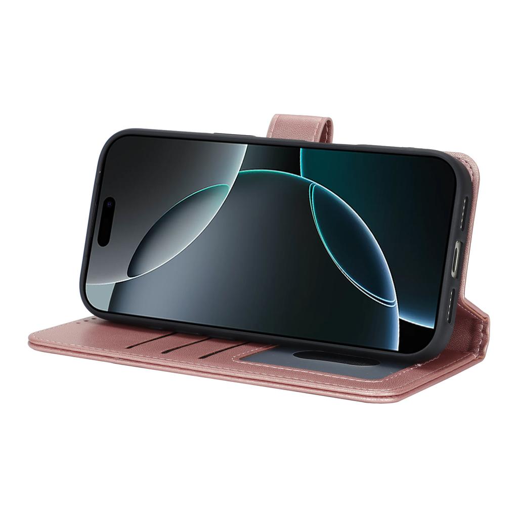 Etui z podstawką dla iPhone 17 Pro, odporne na wstrząsy, skórzany portfel, pokrowiec na telefon