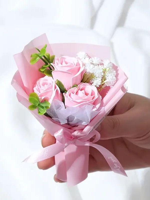 1 Mini Rose Bouquet, with good es, Valentine's Day, Mother's Day, Teacher's Day gifts, Artificial roses