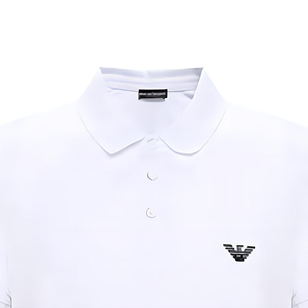Emporio Armani Ss22 Eagle Logo Embroidered Solid Color Short Sleeve Polo Shirt Men polo shirts White 211804-2R461-00010