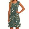 Sleeveless Floral Print Casual Dress for Women Lightweight Crew Neck Summer Loose Fit Mini Dress