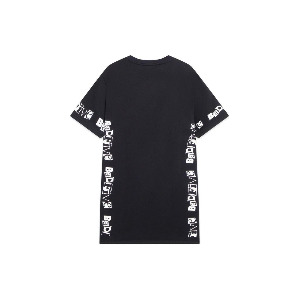 Li Ning Badfive Letter Print Casual Short Sleeve Dress Women Dresses Black ASKS128-4