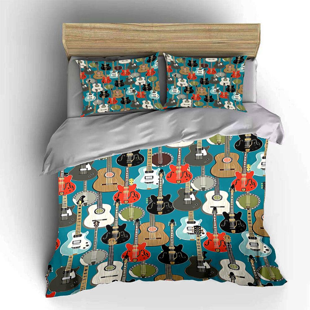 Colorful Guitar Bedding Set Bedding Duvet Cover Set Duvet Cover Pillowcases (1 * Duvet Cover 2 * Pillowcases, without duvet insert)