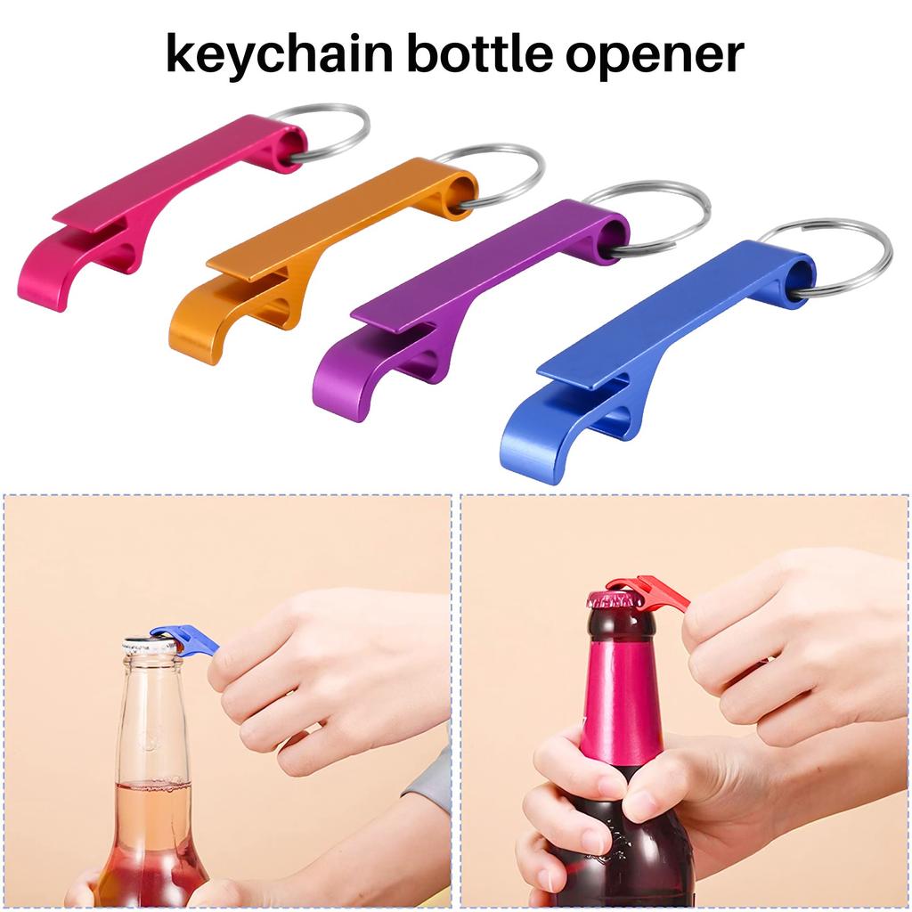 100Pcs 8 Color Metal Bottle Opener, Split Key Ring Chain Keychain Bulk Aluminum Pocket Claw Bar Soda Beer Bottle Opener