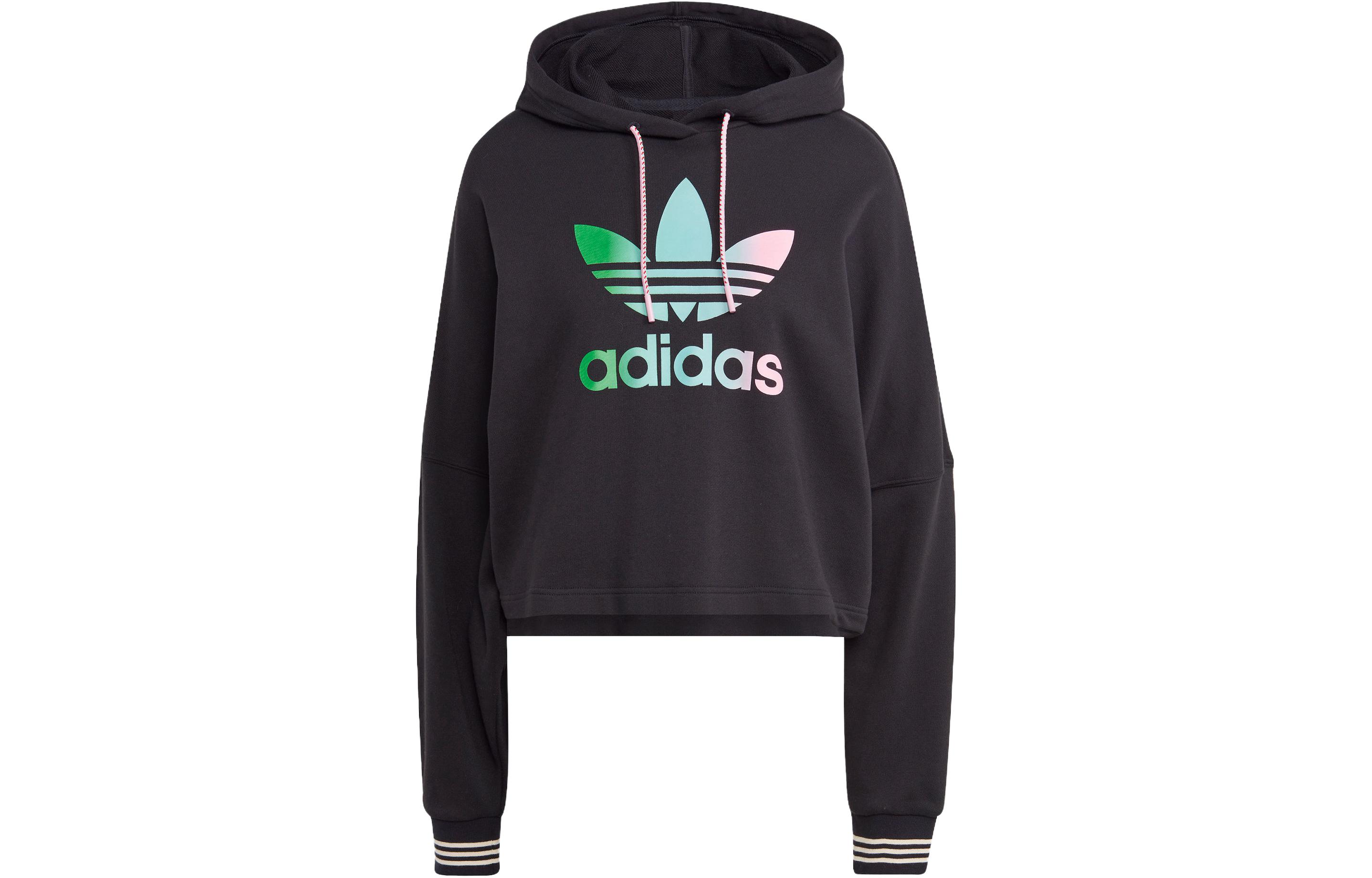 

Adidas Originals 70s Cropped Hoodie Sweatshirt Women s Black IK7864 L-XL