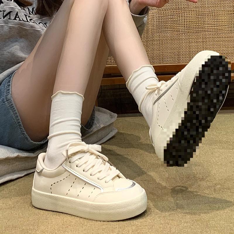 Thick-soled Little White Shoes Women's 2 Spring New Versatile Sports and Leisure Bread Shoes Heightening Board Shoes