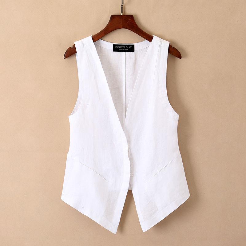 Plus Size V-Neck Sleeveless Vest Cardigan - Spring/Summer/Autumn