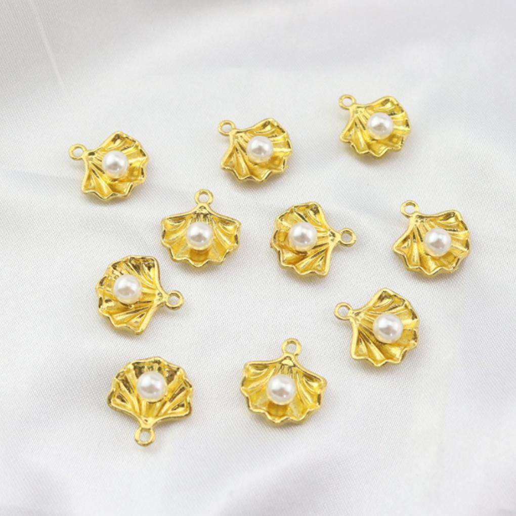 10 Pieces Casual Style Shell Pearl Pendant Necklace Anklet Hanging Decoration Jewelry Making Handicraft Accessory