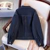 Winter 2025 Women's Slim Fit Blue Denim Long-Sleeve Jacket with Raglan Sleeves and Round Neck