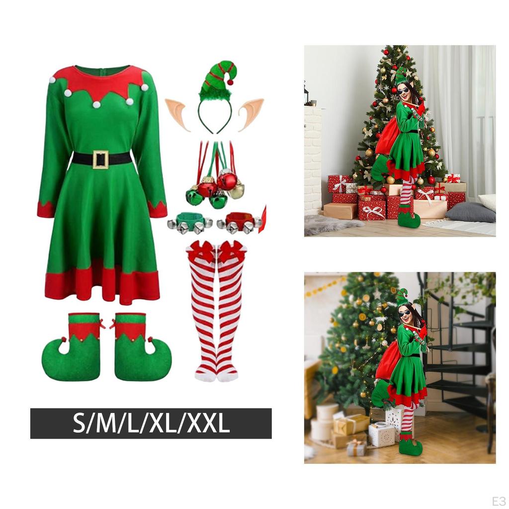Christmas Elf Costumes Clothes for Halloween Stage Performance Holiday Festival