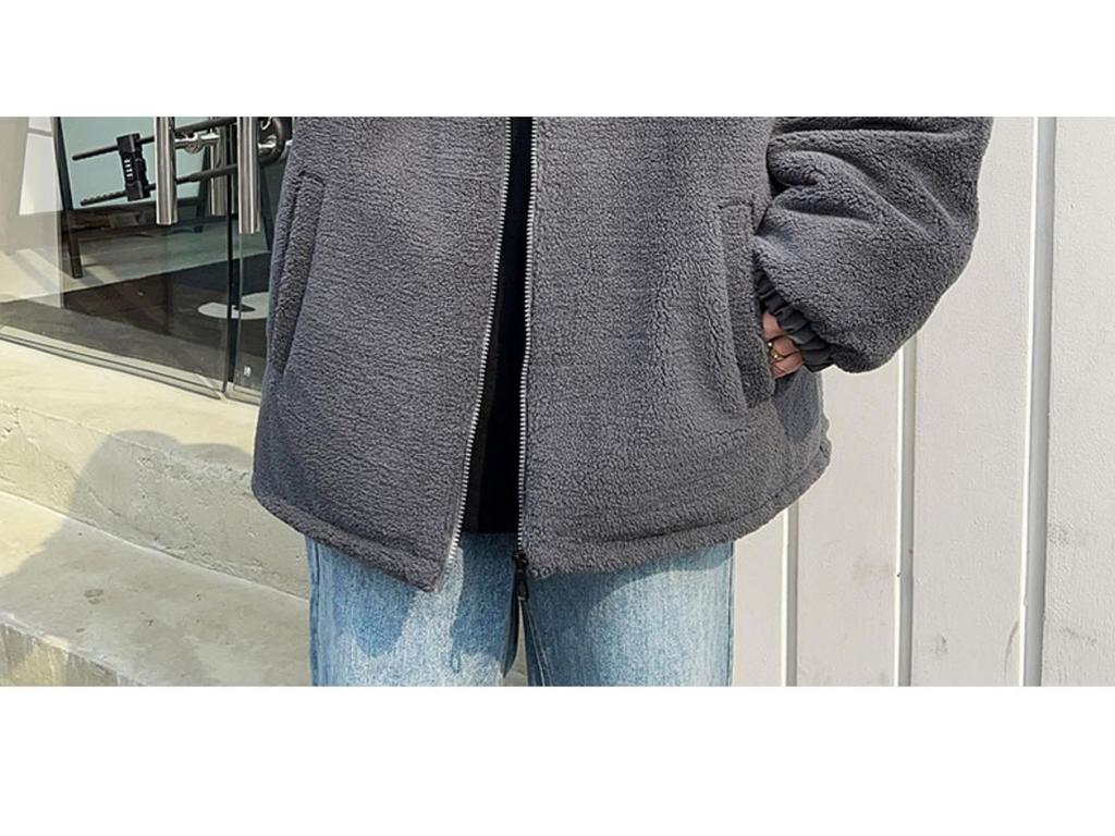 Men's Lambswool Hooded Coat, Autumn/Winter Embroidered Thick Cotton Jacket, Trendy Couple Style.