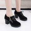 Fashion Women's Retro High Heel Ankle Boots New Square Heel Woman High Boots Female Round Toe Side Zipper Platform Short Booties