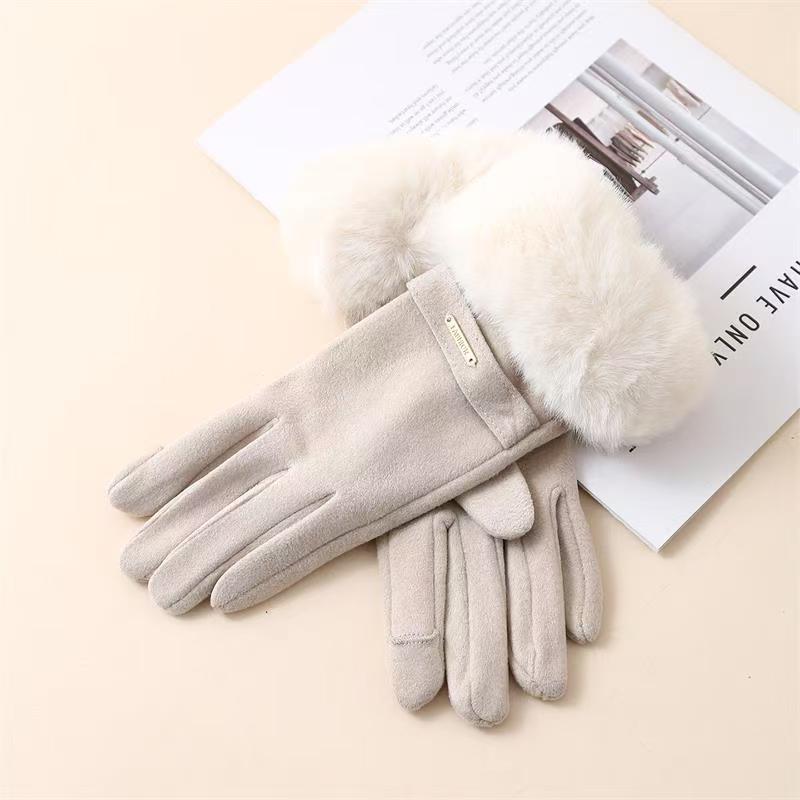 Warm Gloves for Women with Fleece Thickening Cold Protection Touch Screen Warm Gloves for Going Out Cycling Gloves