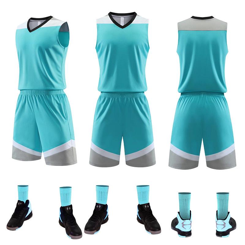 

Быстросохнущий баскетбольный комплект для мужчин, женщин и детей - Идеально подходит для тренировочных лагерей 3XL небесно-голубой