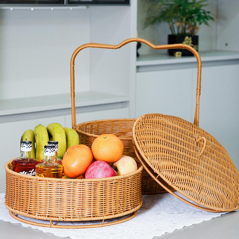 Cesto da Picnic a Doppio Strato in Rattan Sintetico