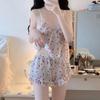 Sexy Pure Desire Pajamas Women's Suspenders Shorts Small Floral Loungewear Sweet Chest Pad Two-piece Set Fat Sister