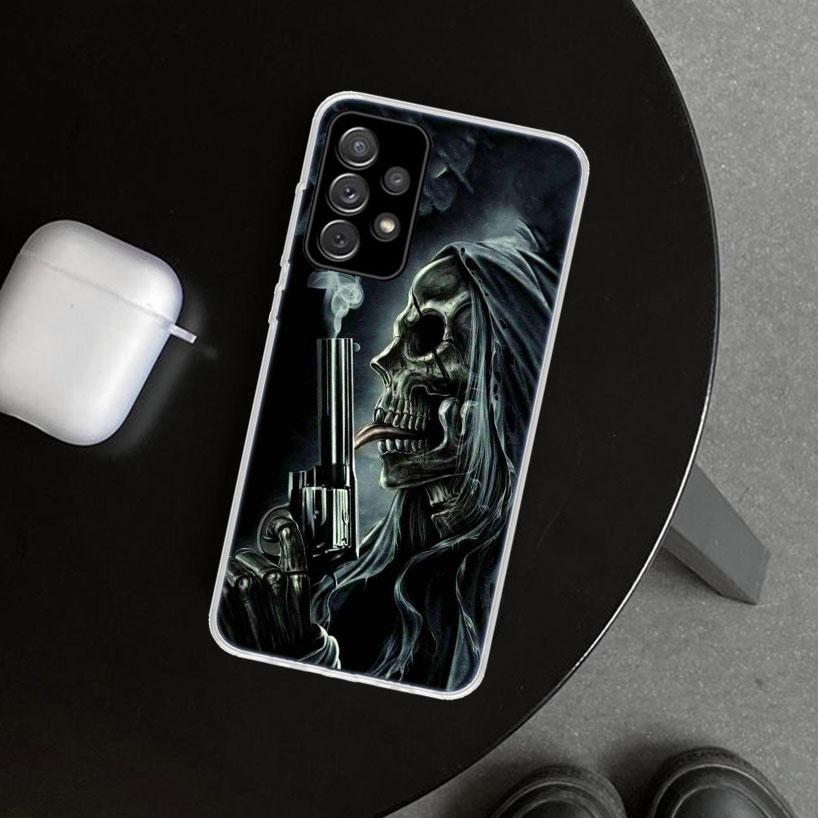 Reaper Skull Skeleton Gun Phone Case Cover for Samsung Galaxy A12 A22 A32 A52 A72 A02S A51 A50S A31 A20S A10S Note 20 Ultra 10 P