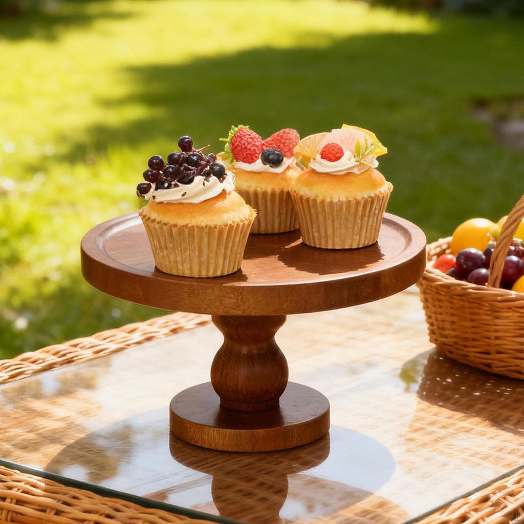 Cake Stand Cupcake Pedestal Rustic Dessert Display Plate Fruit for Party Cakes Shower