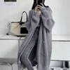 Fall Winter Outwear Women Long Cardigan Sweater Coat Open Front Mid Length Knitting Coat with Pockets