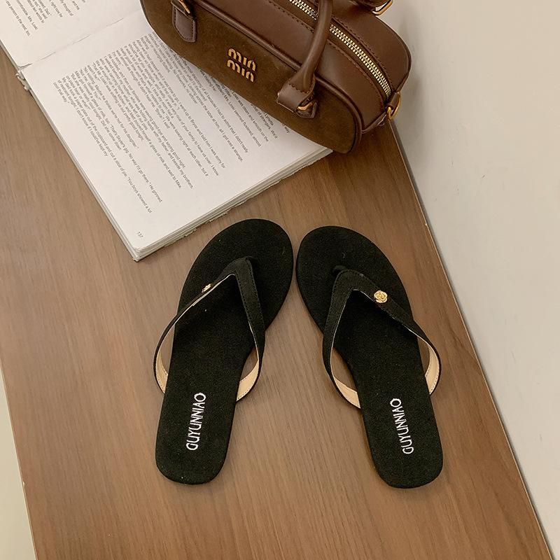 Flat-bottomed small fragrant slippers women's shoes summer wear new toe sandals flip-flops