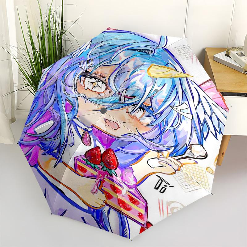 

1pc Outdoor Umbrella with Cute Anime Character Design - Automatic Opening/Closing, Portable 3-Fold Design, 8-Rib Iron Frame - Perfect Gift for Fa