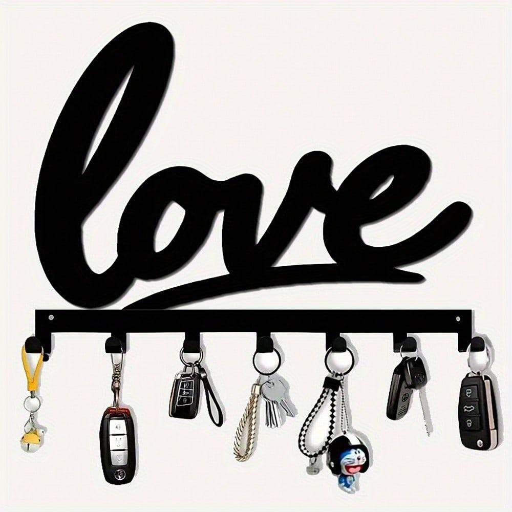 Metal Love Word Wall Hook 7 Hook Set Rustproof Home Decor Organizer for Keys Towels Coats Kitchen