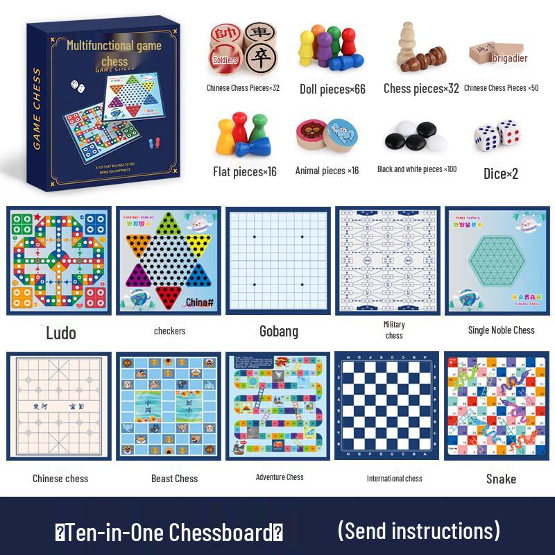 Brangdy Kids 10-in-1 Wooden Board Game Collection